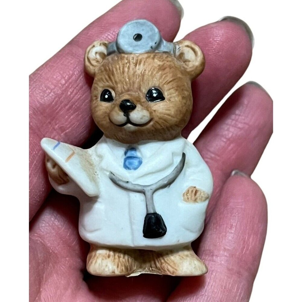 HOMCO Miniature Career Bear Figurine 2" Doctor #8820 Porcelain Art Retro 80s VTG